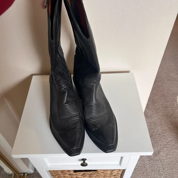 Lucchese Black and Tan Leather Boots - Picture 2 of 6